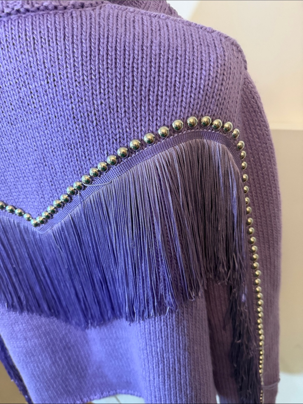 Understated Leather Revolve Small Cropped Rodeo Sweater Jacket Lilac - Picture 8 of 14